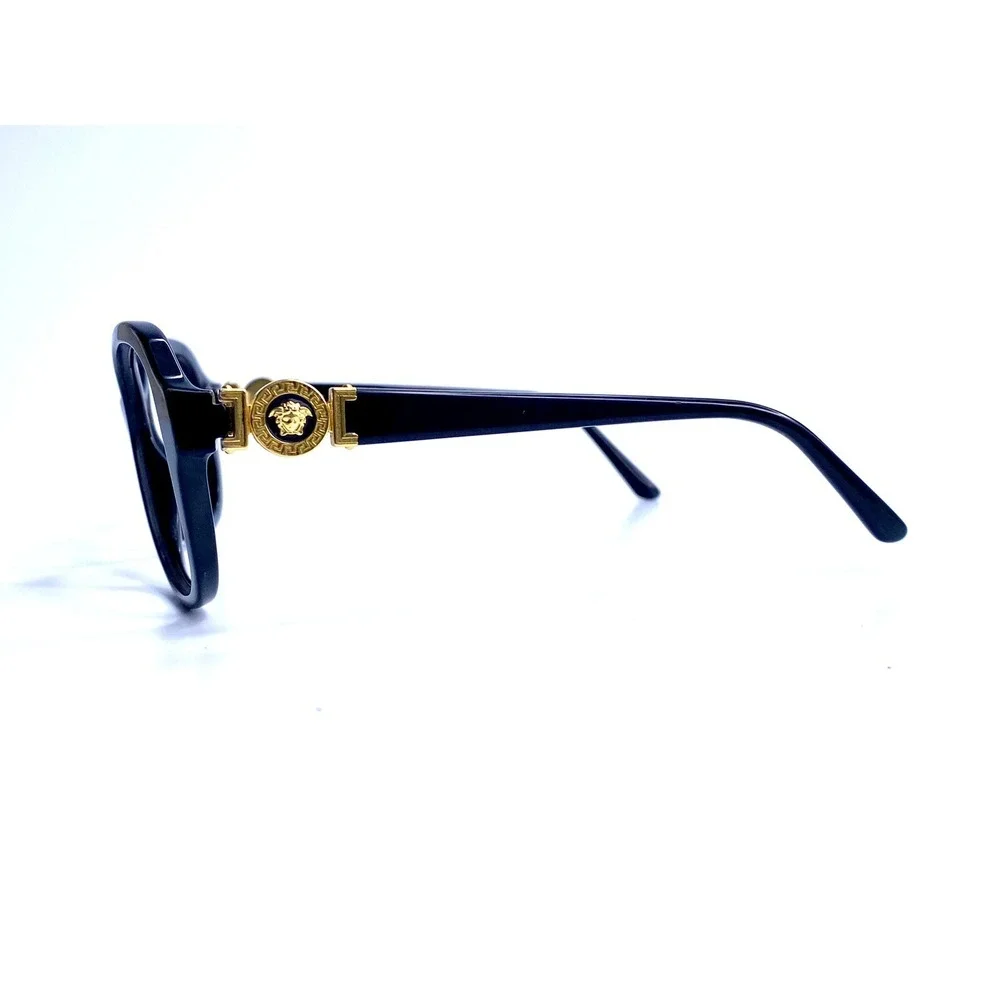 Versace Black Oval Eyeglasses Gold Medusa Temple Italy MOD 4262 GB1/11 55 17 140
